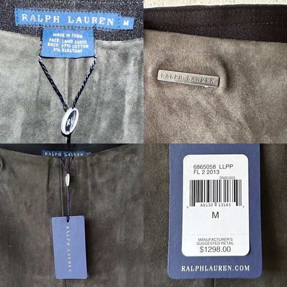 NWT! ($1,298) Polo Ralph Lauren Suede Skinny Stretch Pants - Picture 4 of 16